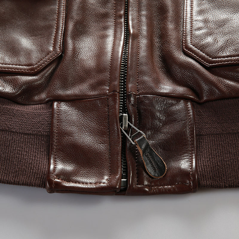G-1 Flight Leather Bomber Jacket Detachable Wool Collar – Timeless WWII Aviation Legacy