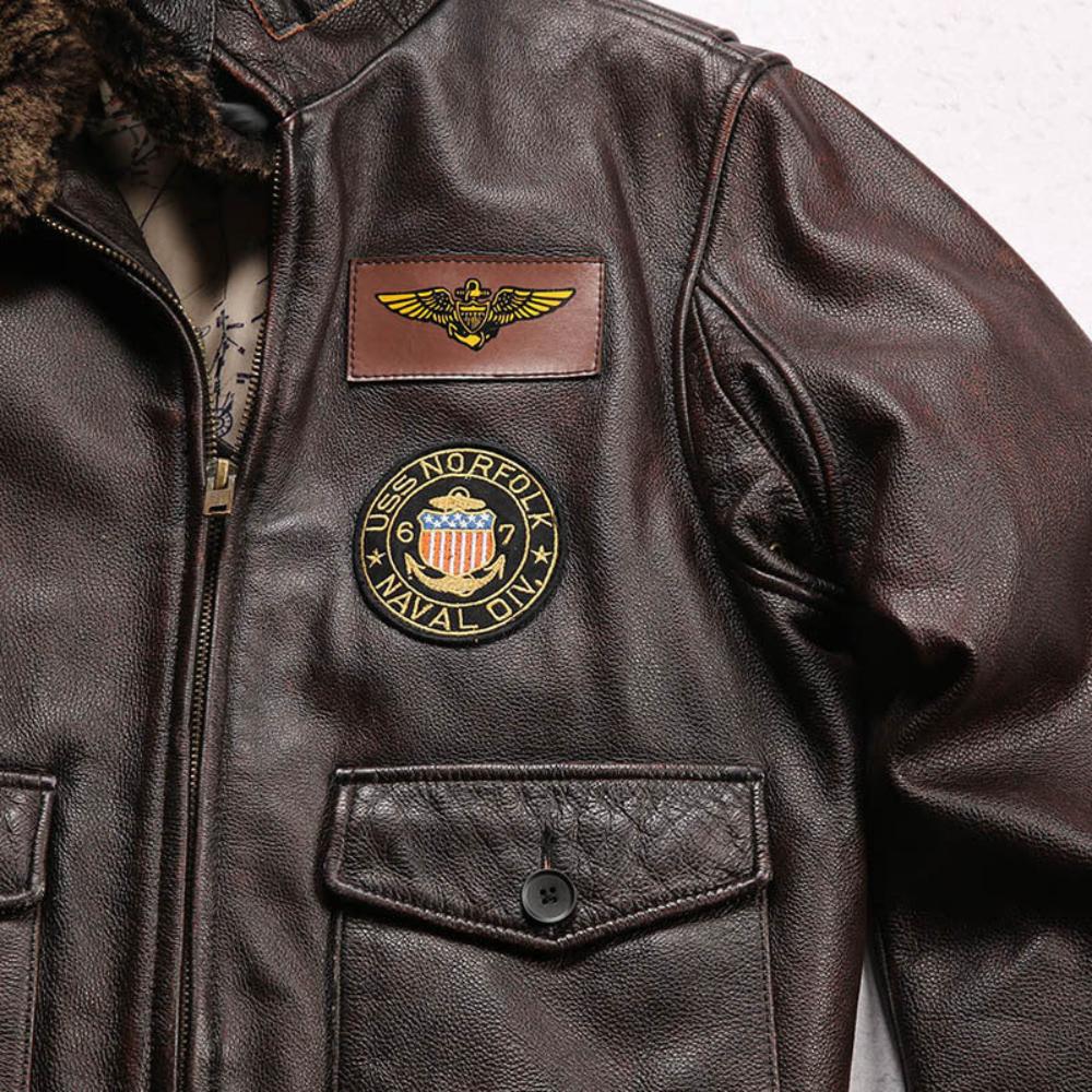 U.S.A G-1 Classic Air Force Leather Bomber Jacket – Detachable Shearling Collar