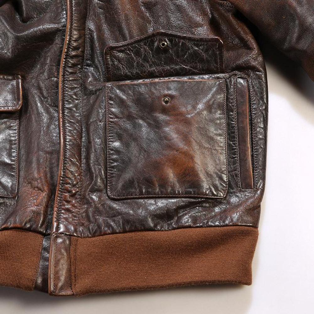 Men's A-2 Vintage Pilot Leather Jacket – Full Grain Classic Design