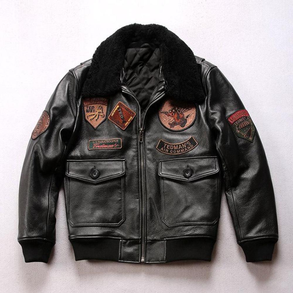 Air Force G1 Paratrooper Full Grain Flight Jacket Detachable Wool Collar