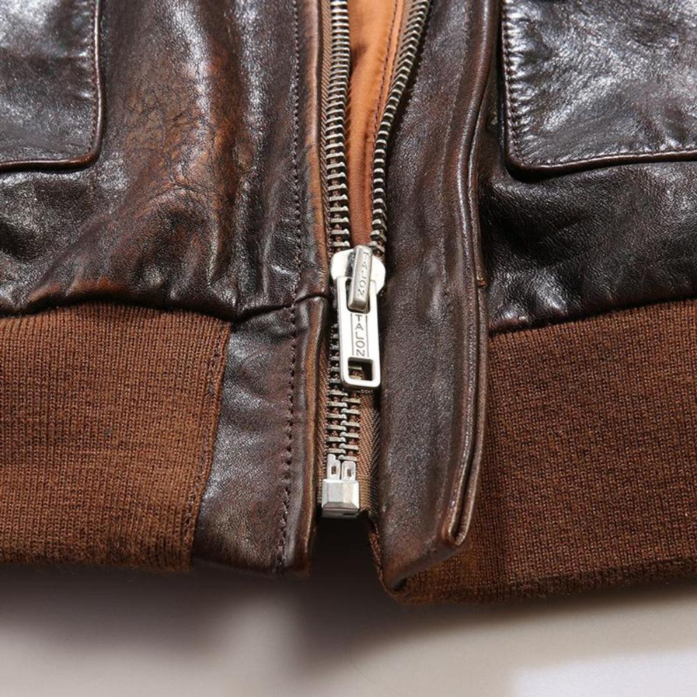 Men's A-2 Vintage Pilot Leather Jacket – Full Grain Classic Design