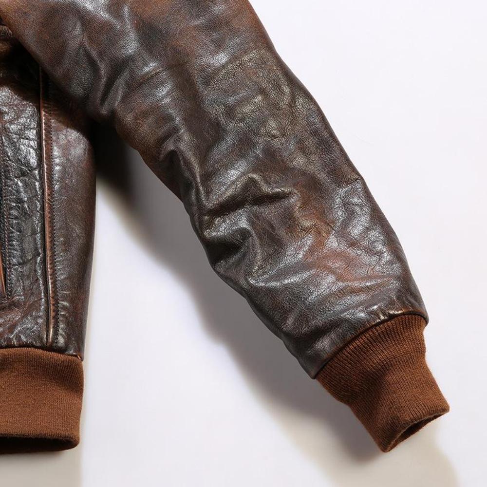 Men's A-2 Vintage Pilot Leather Jacket – Full Grain Classic Design