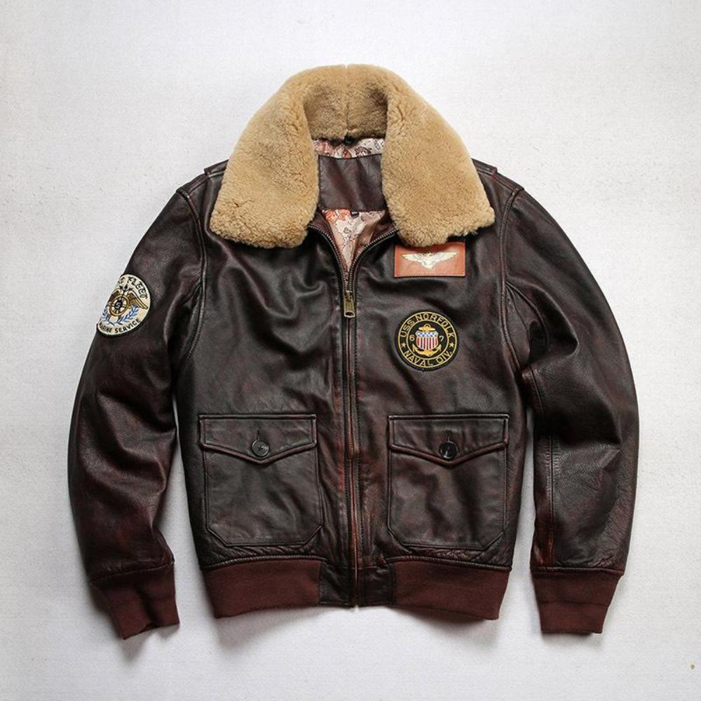G-1 Air Force Leather Bomber Jacket – WWII-Inspired with Shearling