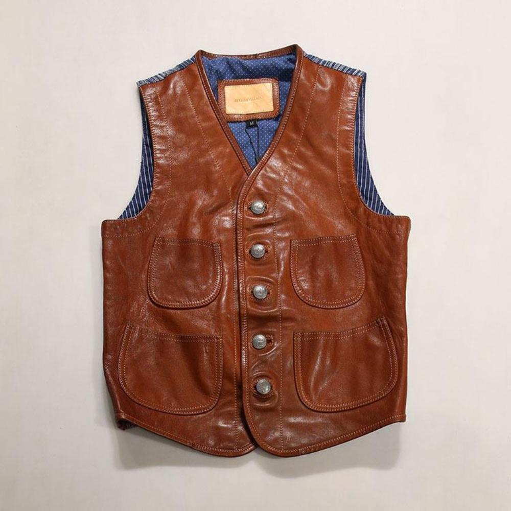 Men's Genuine Goat Leather Vest with Classic Design