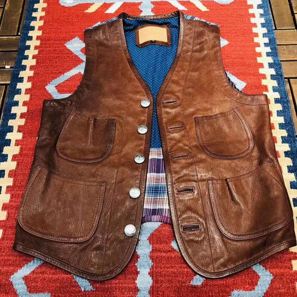 Men's Genuine Goat Leather Vest with Classic Design