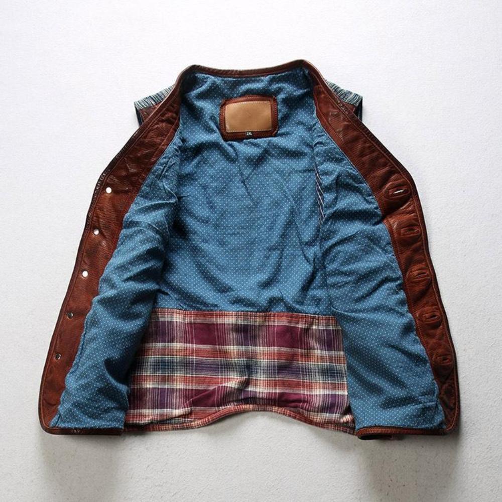 Men's Genuine Goat Leather Vest with Classic Design