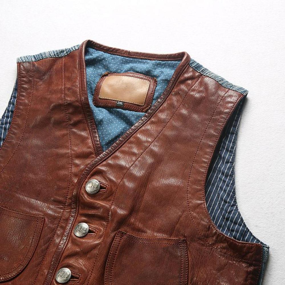Men's Genuine Goat Leather Vest with Classic Design