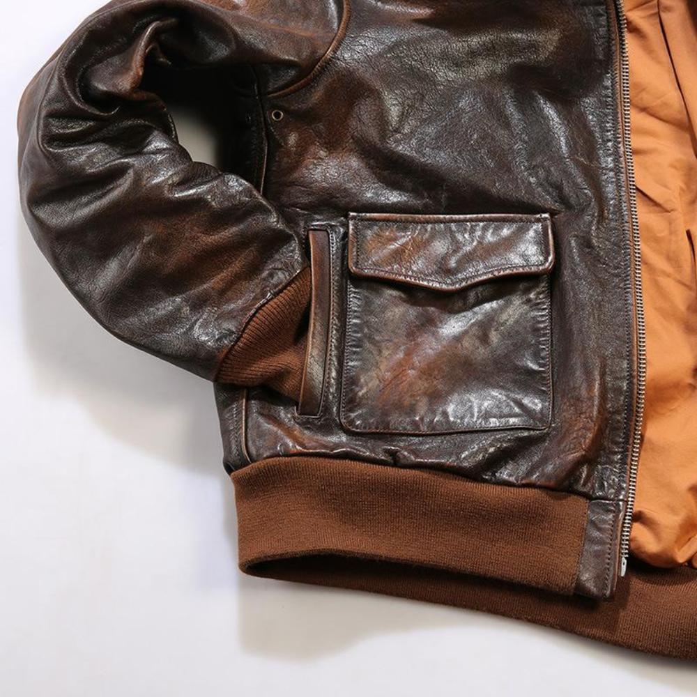Men's A-2 Vintage Pilot Leather Jacket – Full Grain Classic Design