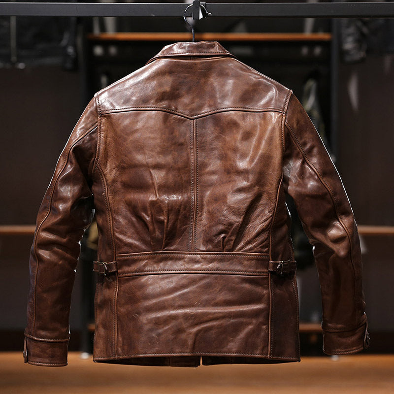 Men's Waxed Vegetable-Tanned Horsehide Leather Jacket