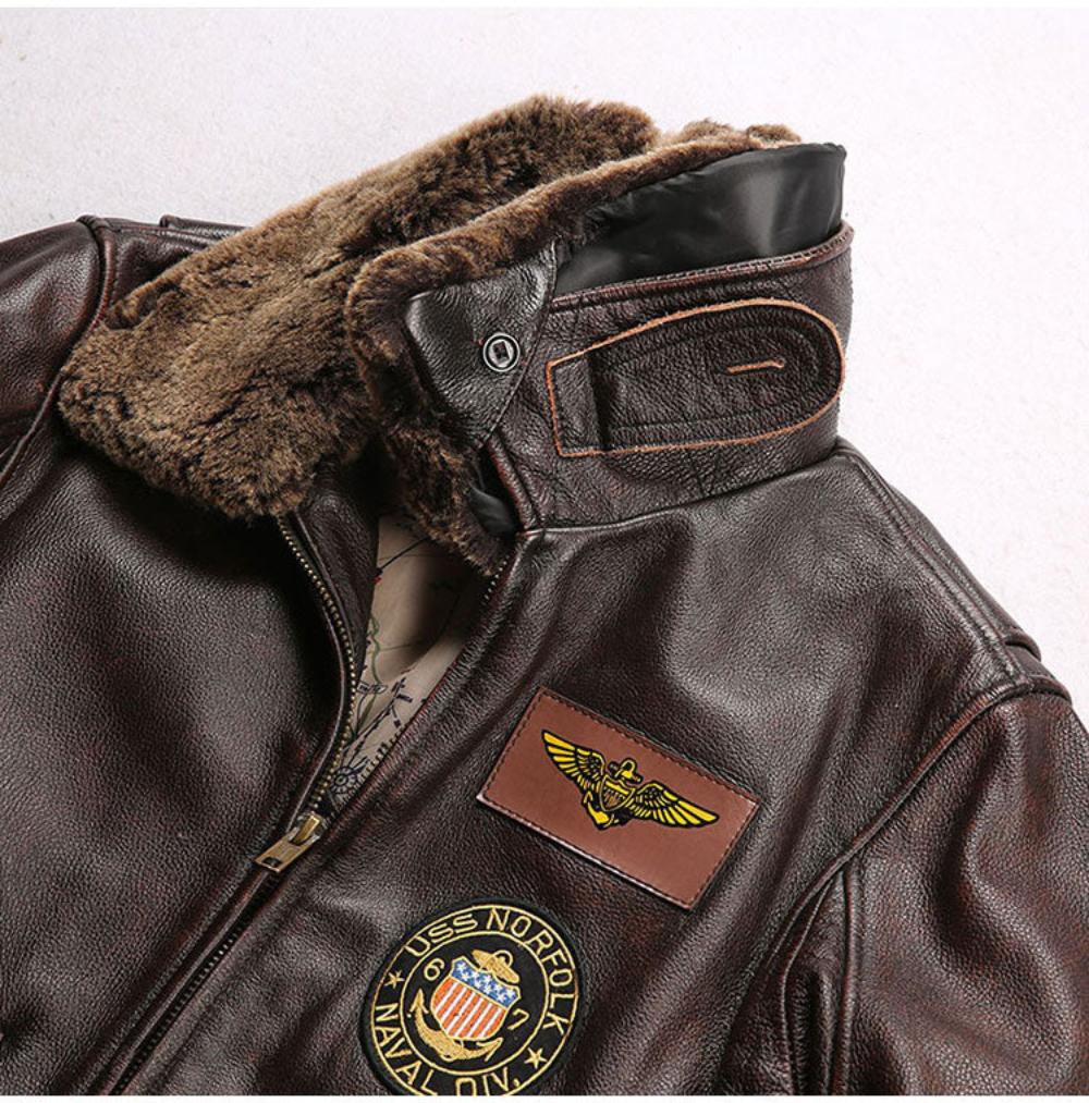 U.S.A G-1 Classic Air Force Leather Bomber Jacket – Detachable Shearling Collar