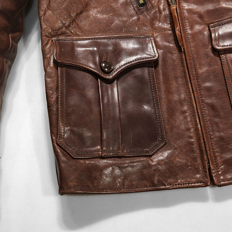 Men's Waxed Vegetable-Tanned Horsehide Leather Jacket