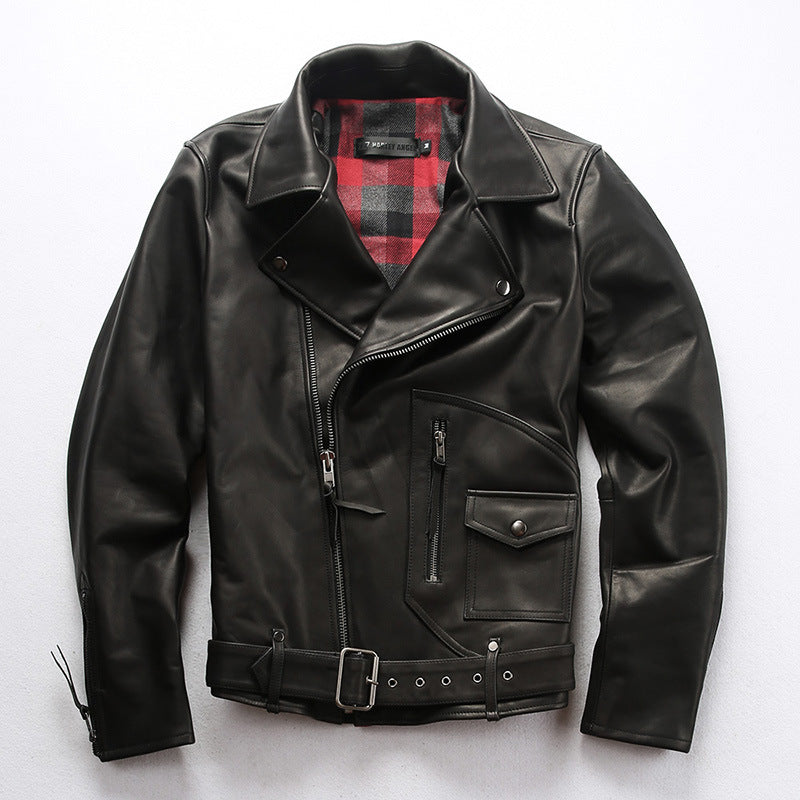 Italian Crazy Horse Leather Motorcycle Jacket | Premium Full-Grain Leather