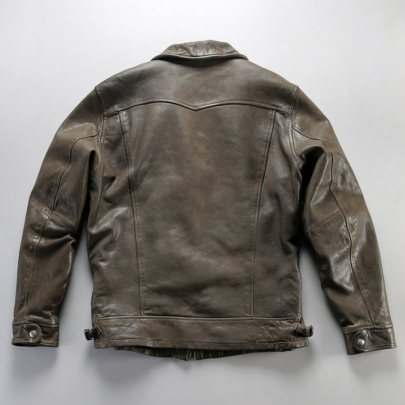 Mendoza Casual Lambskin Leather Jacket for Men - Relaxed Fit Grey & Black