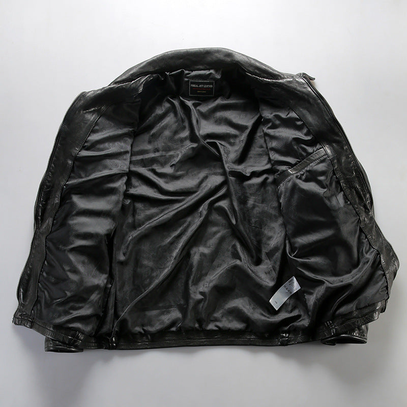 Mendoza Casual Lambskin Leather Jacket for Men - Relaxed Fit Grey & Black