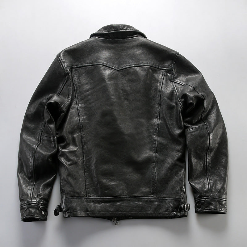 Mendoza Casual Lambskin Leather Jacket for Men - Relaxed Fit Grey & Black
