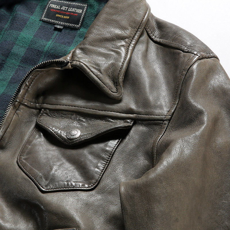 Mendoza Casual Lambskin Leather Jacket for Men - Relaxed Fit Grey & Black