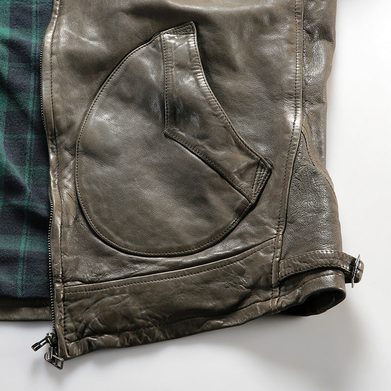 Mendoza Casual Lambskin Leather Jacket for Men - Relaxed Fit Grey & Black