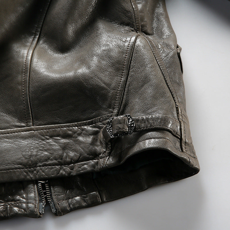 Mendoza Casual Lambskin Leather Jacket for Men - Relaxed Fit Grey & Black