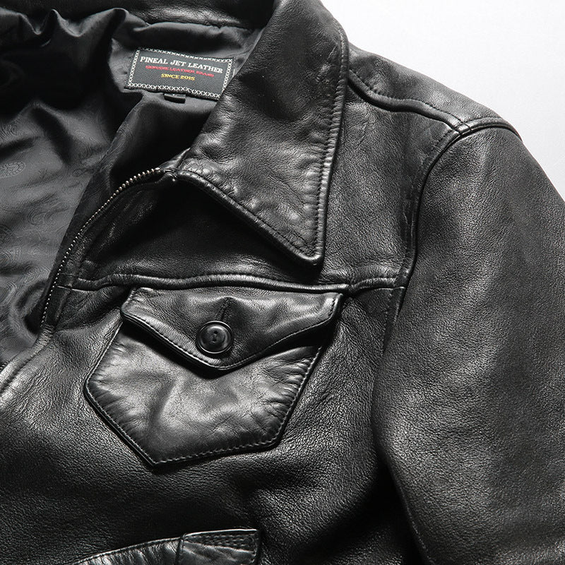Mendoza Casual Lambskin Leather Jacket for Men - Relaxed Fit Grey & Black