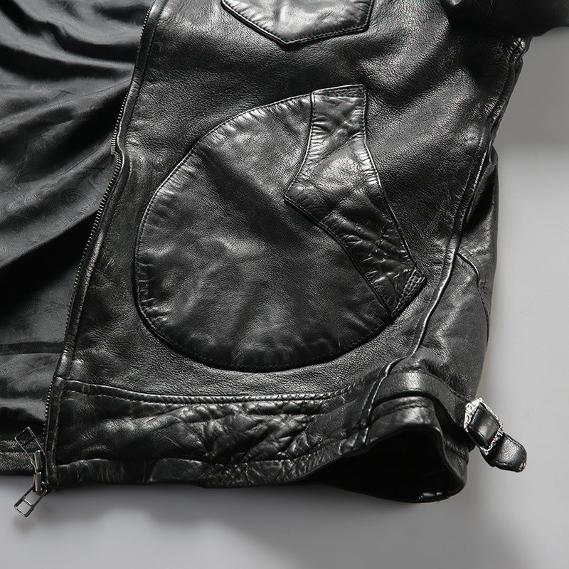 Mendoza Casual Lambskin Leather Jacket for Men - Relaxed Fit Grey & Black