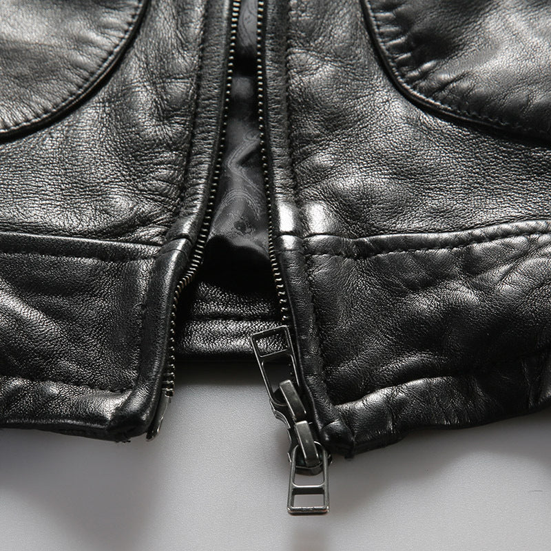 Mendoza Casual Lambskin Leather Jacket for Men - Relaxed Fit Grey & Black