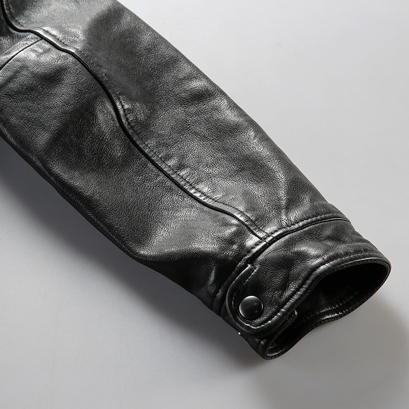 Mendoza Casual Lambskin Leather Jacket for Men - Relaxed Fit Grey & Black