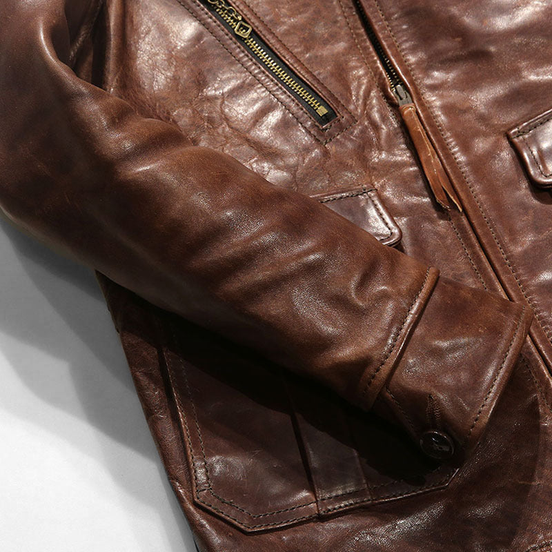 Men's Waxed Vegetable-Tanned Horsehide Leather Jacket