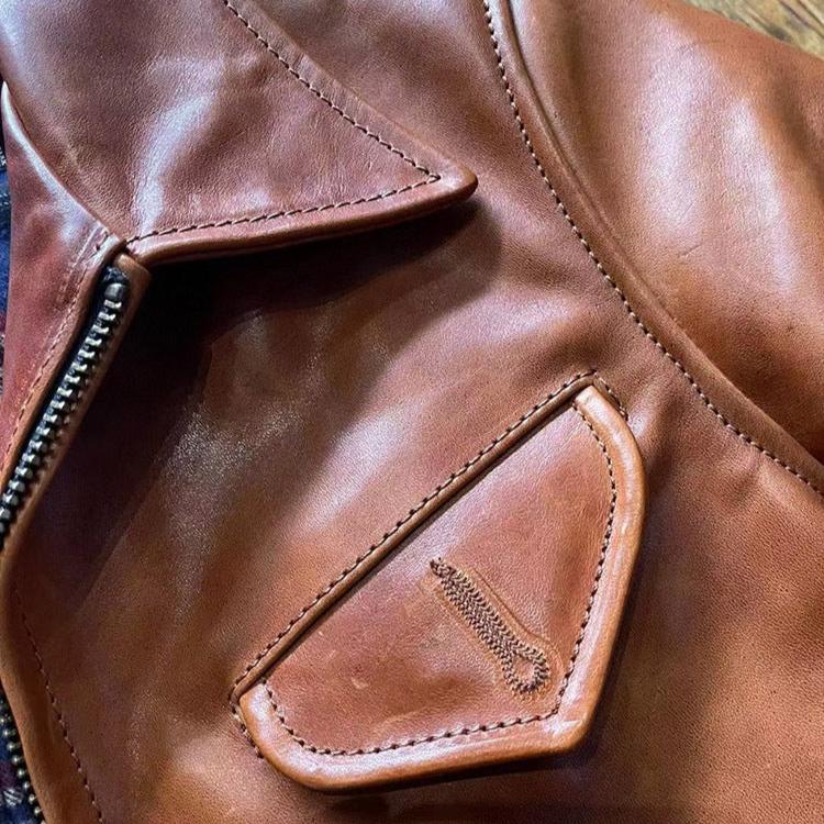 Men's Waxed Vegetable-Tanned Horsehide Leather Jacket