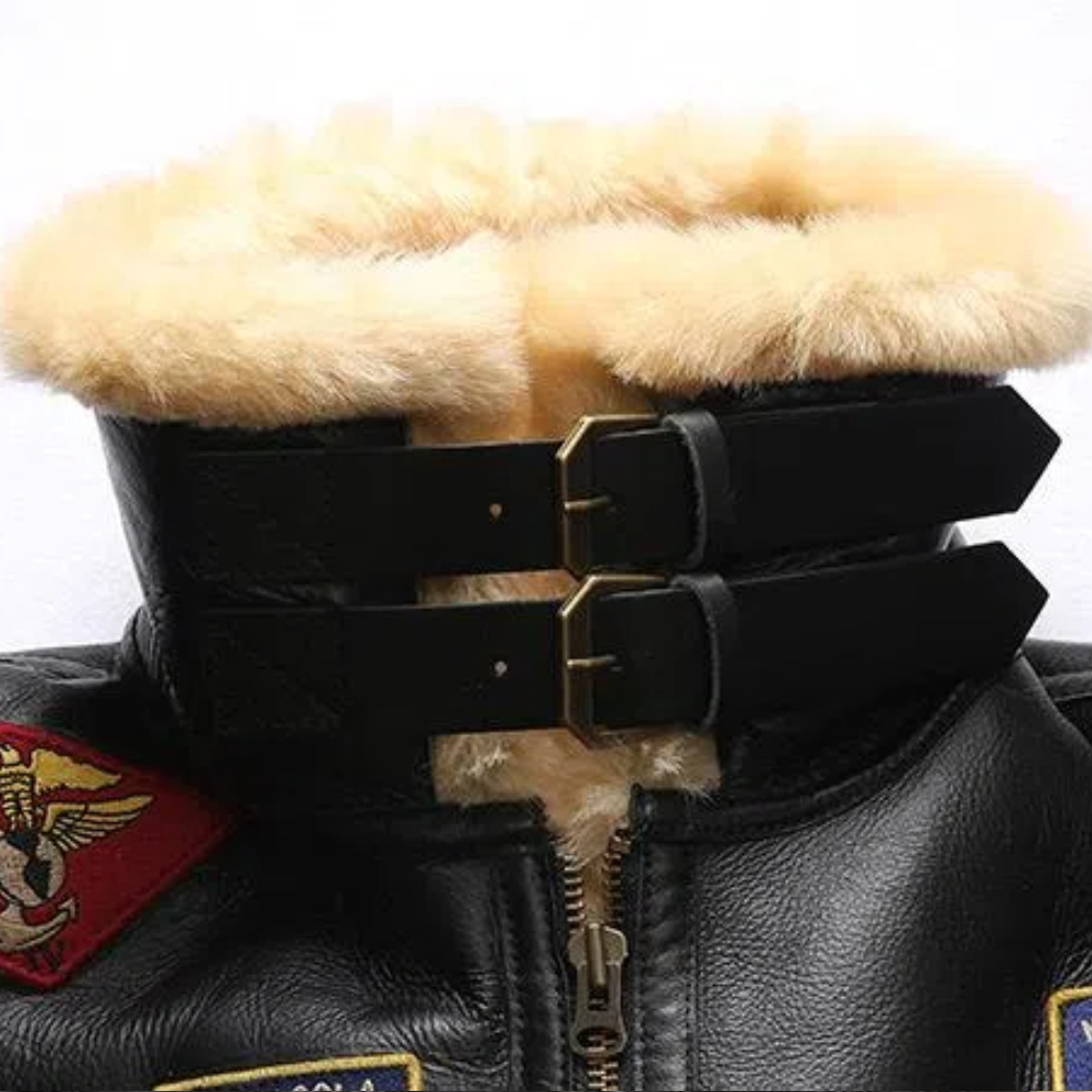 U.S.A Mens B3 Bomber Sheepskin Shearling Black Jacket