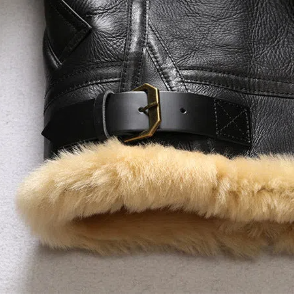 Men's Sheepskin B3 Bomber Jacket with Shearling Lining - Black | Cold-Weather Classic