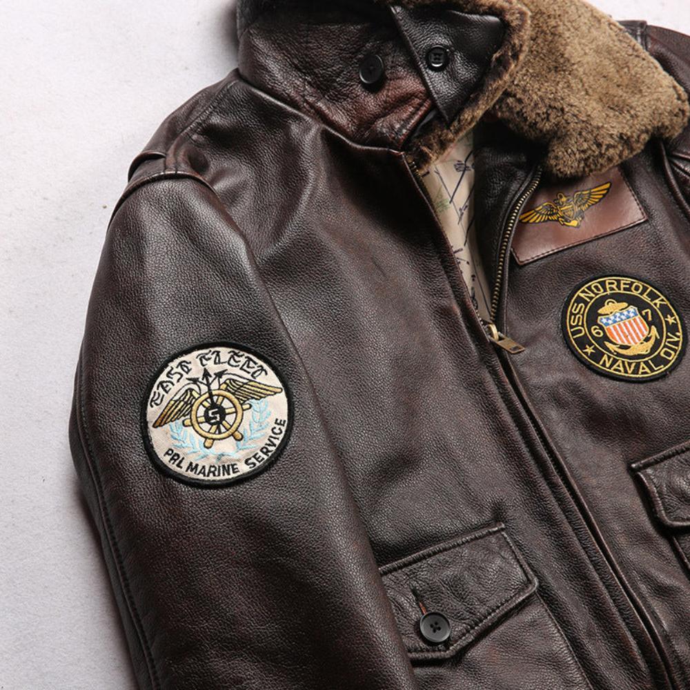U.S.A G-1 Classic Air Force Leather Bomber Jacket – Detachable Shearling Collar