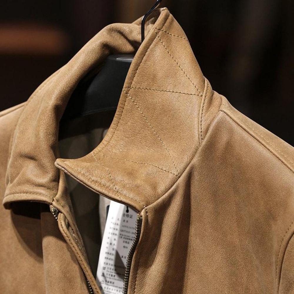 Men's Full-Grain Aviator Leather Jacket – Durable & Timeless Design