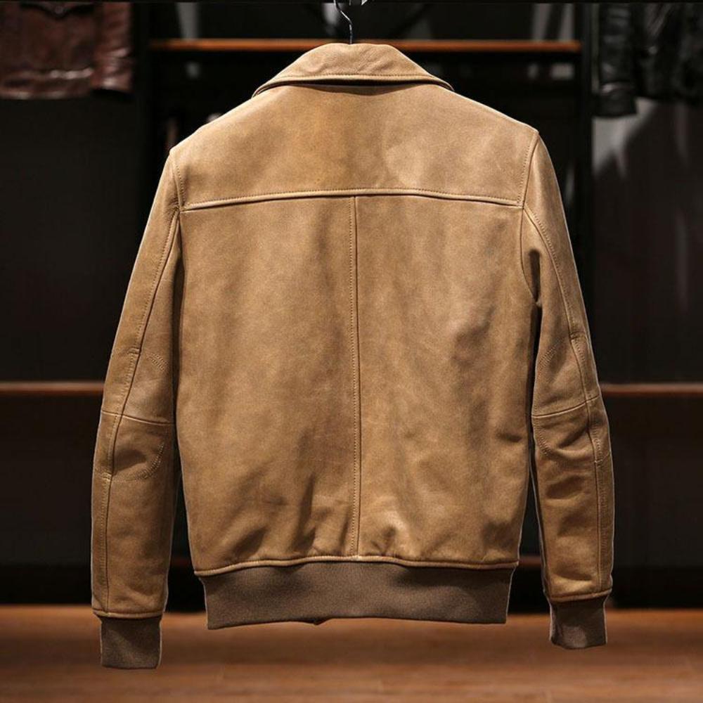 Men's Full-Grain Aviator Leather Jacket – Durable & Timeless Design