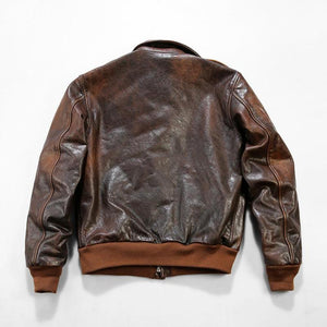 Men's A-2 Vintage Pilot Leather Jacket – Full Grain Classic Design