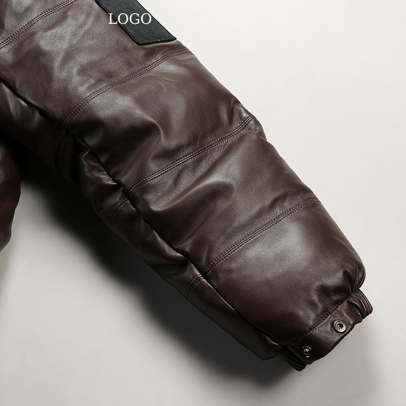 Leather Goose Down Jacket for Men - Premium Sheepskin  Down