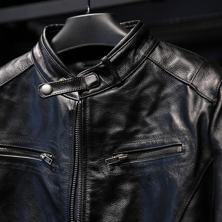 Blue Streak Motorcycle Jacket – Full-Grain Leather with Racing Style