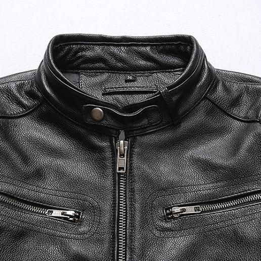 Blue Streak Motorcycle Jacket – Full-Grain Leather with Racing Style