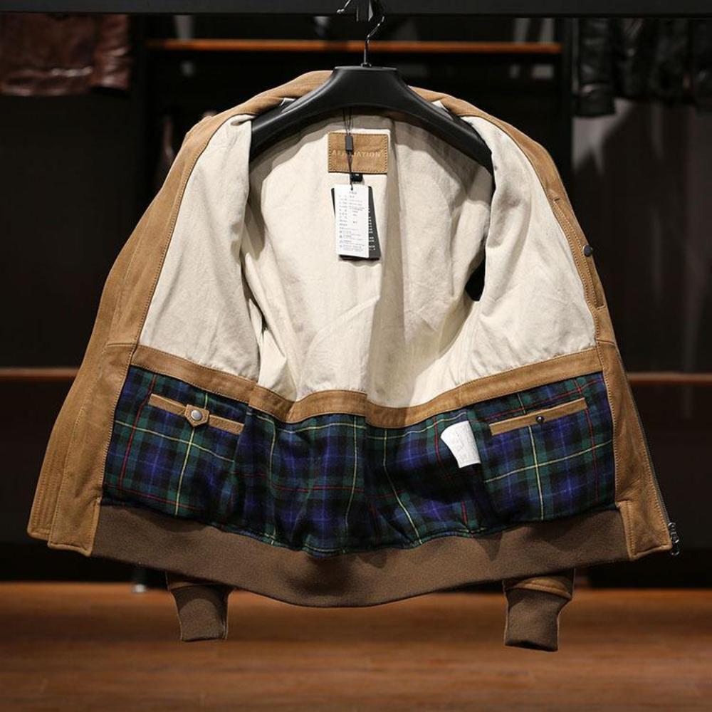 Men's Full-Grain Aviator Leather Jacket – Durable & Timeless Design