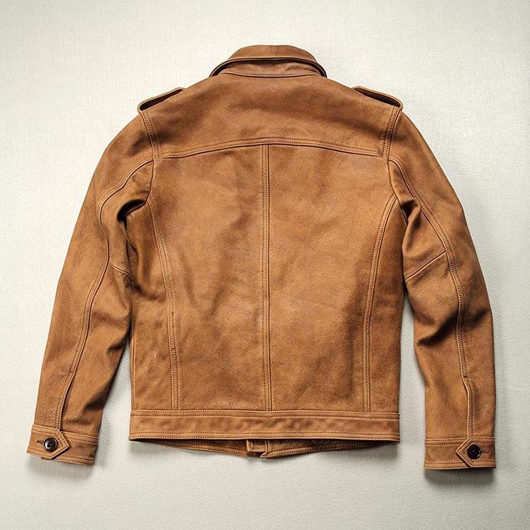 M-65 Yellow Field Jacket | Full-Grain Leather Military Style