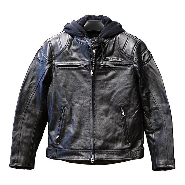 Detachable Harley Genuine Leather Men's Motorcycle Top Grain Cowhide Jacket