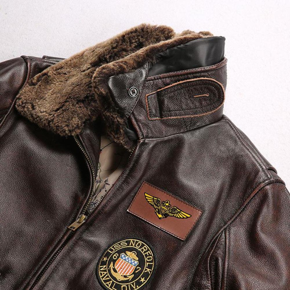 U.S.A G-1 Flight Leather Jacket Detachable Wool Collar