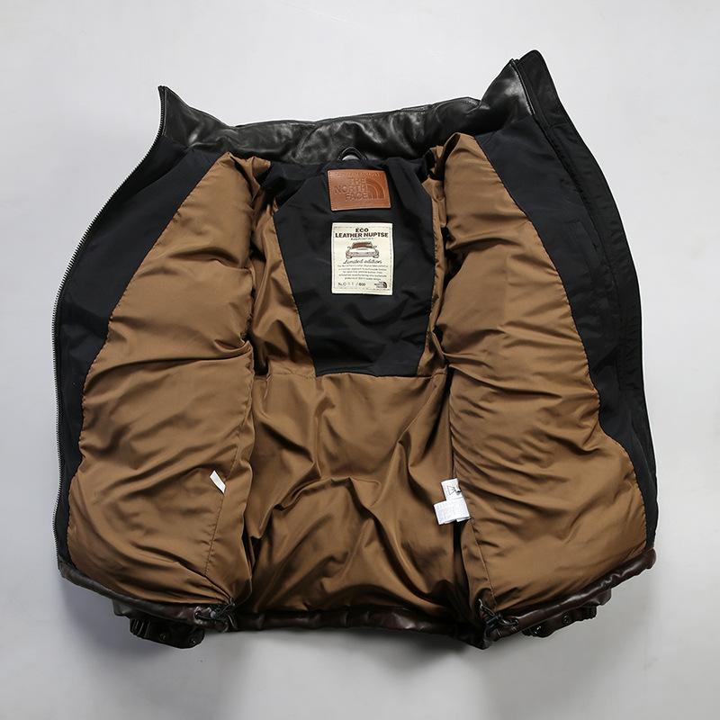 Leather Goose Down Jacket for Men - Premium Sheepskin  Down
