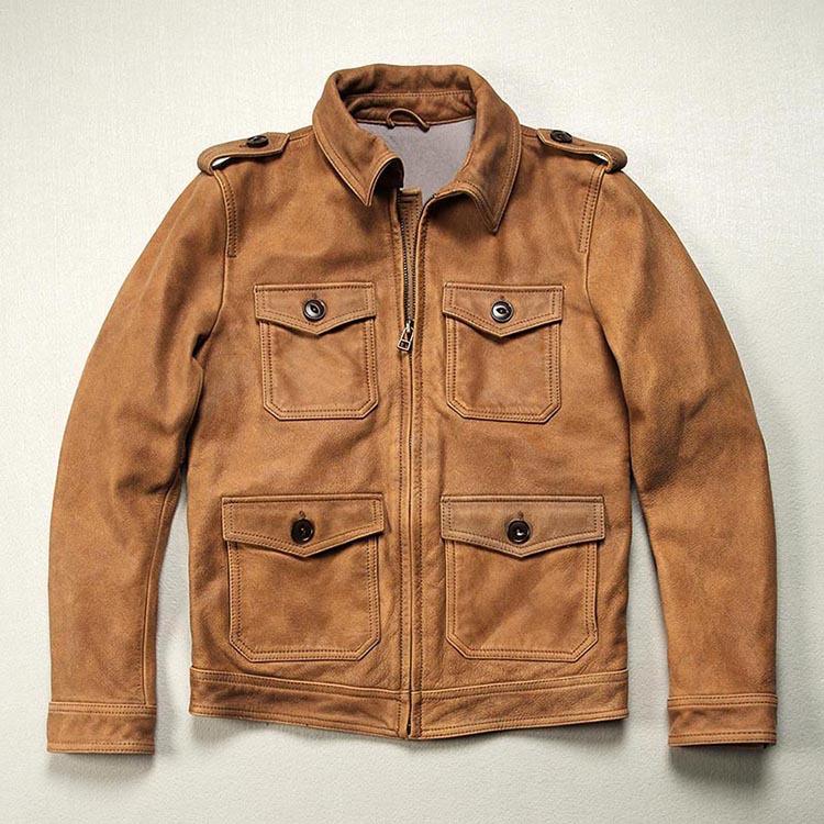 M-65 Yellow Field Jacket | Full-Grain Leather Military Style