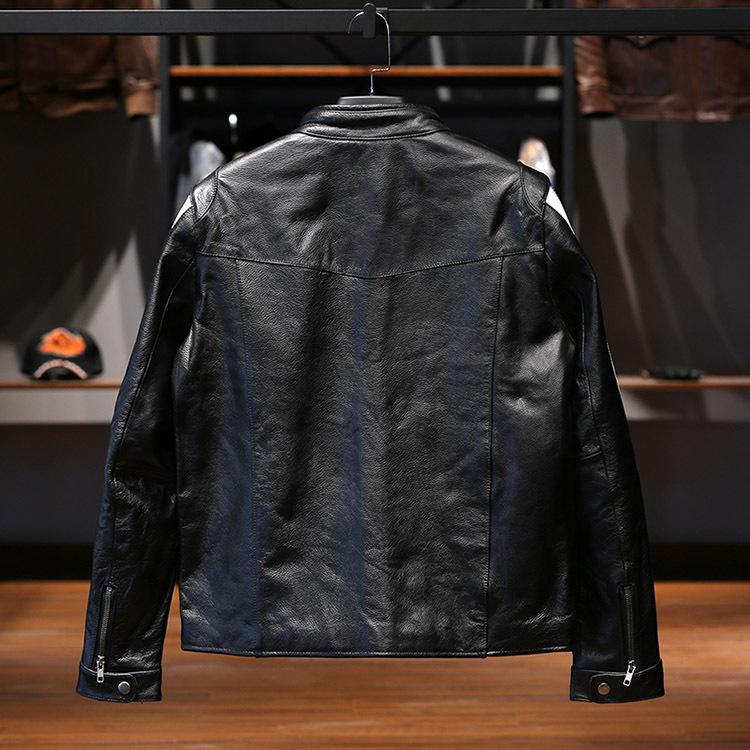 Blue Streak Motorcycle Jacket – Full-Grain Leather with Racing Style