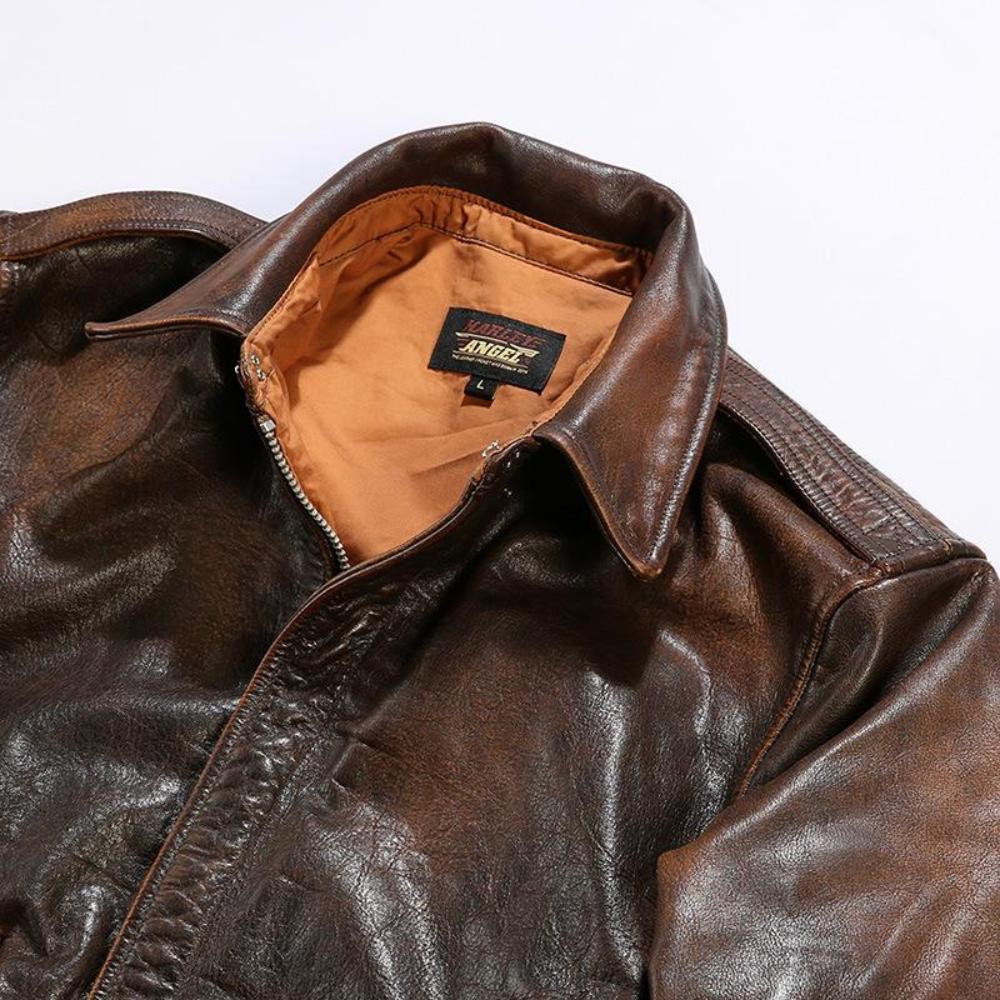 Men's A-2 Vintage Pilot Leather Jacket – Full Grain Classic Design