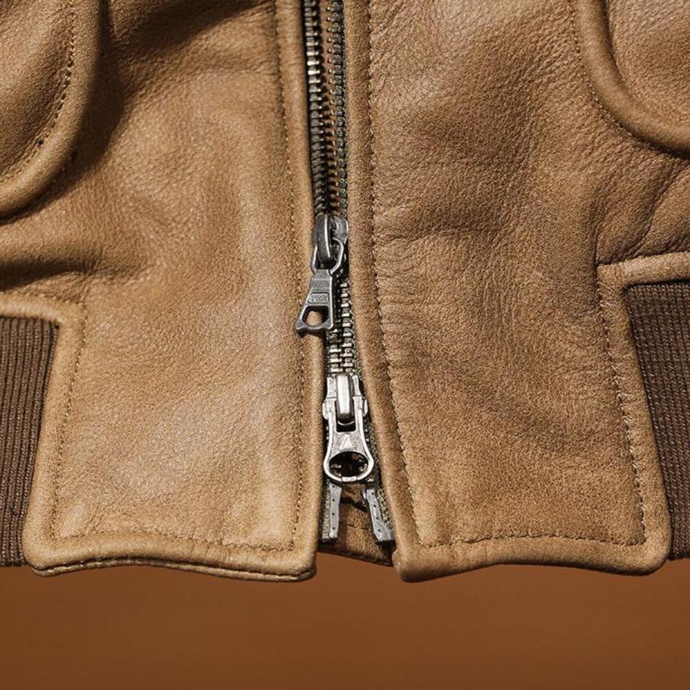Men's Full-Grain Aviator Leather Jacket – Durable & Timeless Design