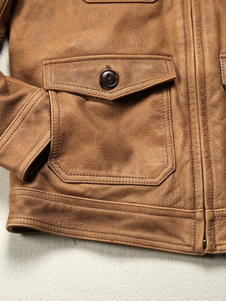 M-65 Yellow Field Jacket | Full-Grain Leather Military Style