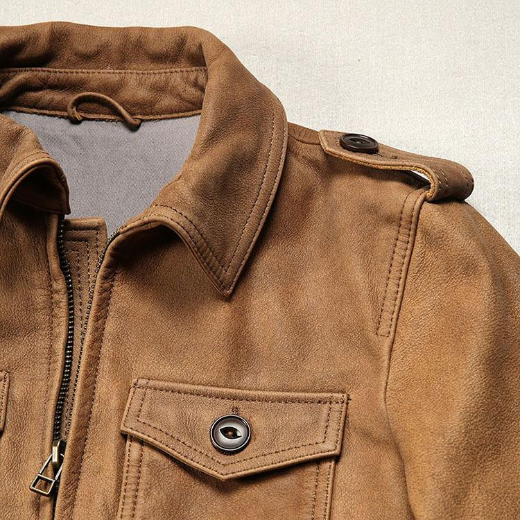 M-65 Yellow Field Jacket | Full-Grain Leather Military Style