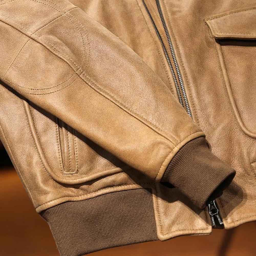 Men's Full-Grain Aviator Leather Jacket – Durable & Timeless Design