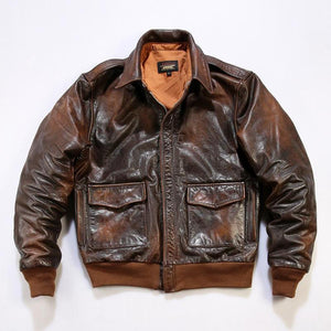Men's A-2 Vintage Pilot Leather Jacket – Full Grain Classic Design